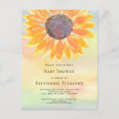 水彩ひまわり赤ちゃんシャワー インビテーションポストカード (正面)