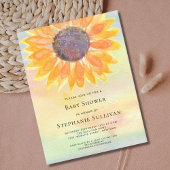 水彩ひまわり赤ちゃんシャワー インビテーションポストカード
