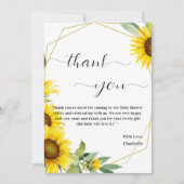 水彩ひまわり赤ちゃんシャワー サンキューカード (正面)
