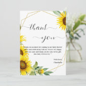 水彩ひまわり赤ちゃんシャワー サンキューカード (スタンド正面)