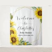 水彩ひまわり赤ちゃんシャワー タペストリー (正面)