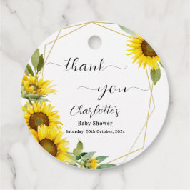 水彩ひまわり赤ちゃんシャワー フェイバータグ