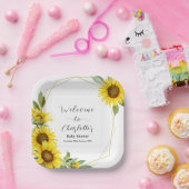 水彩ひまわり赤ちゃんシャワー ペーパープレート (パーティー)