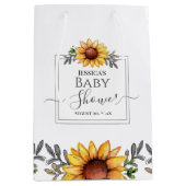 水彩ひまわり赤ちゃんシャワー ミディアムペーパーバッグ (正面)