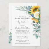 水彩ひまわり赤ちゃんシャワー(郵便) 招待状 (正面/裏面)