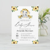 水彩ひまわり赤ちゃん象ベビーシャワー 招待状 (スタンド正面)
