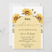 水彩ひまわり赤エレガントちゃんシャワー 招待状 (正面)