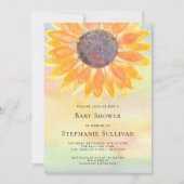 水彩ひまわり赤男女兼用ちゃんシャワー 招待状 (正面)