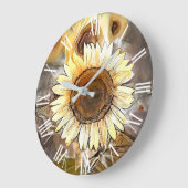 水彩ひまわり輝くコレクシエレガントョン ラージ壁時計 (傾斜)