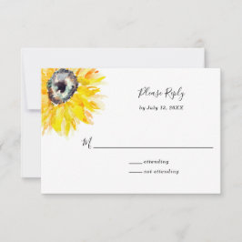 水彩ひまわり返信スクリプエレガントト 出欠カード