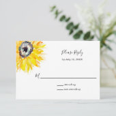 水彩ひまわり返信スクリプエレガントト 出欠カード (スタンド正面)