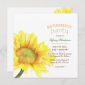 水彩ひまわり退職パーティー 招待状 (正面/裏面)