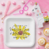 水彩ひまわり野生フローラ黄結婚色 ペーパープレート (パーティー)