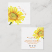 水彩ひまわり開花スパ スクエア名刺 (正面/裏面)