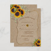 水彩ひまわり麻のウェディング出欠確認カード 出欠カード (正面/裏面)