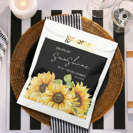 水彩ひまわり黒白カップルのシャワー フェイバーバッグ