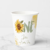 水彩ひまわり1歳誕生日 紙コップ (正面)
