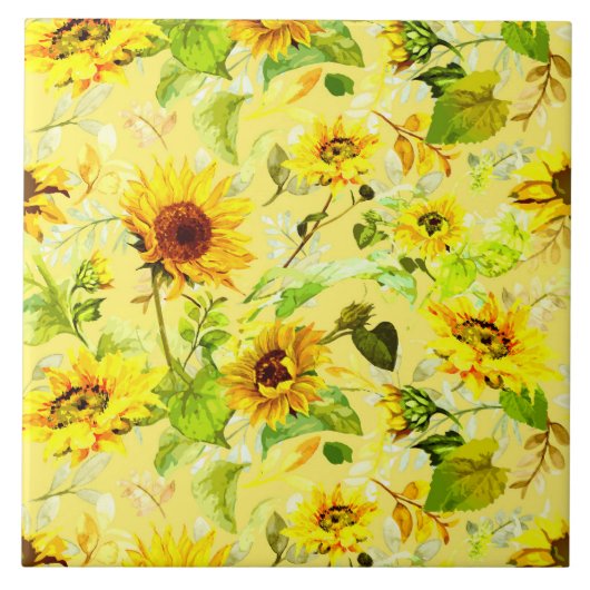 水彩ひまわり2 タイル (正面)