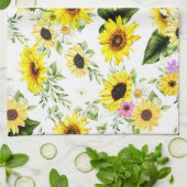 水彩ひまわり7 キッチンタオル (折り畳み)