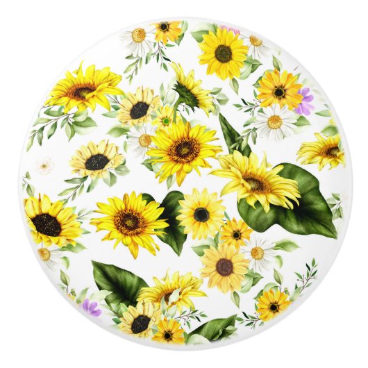 水彩ひまわり7 セラミックノブ (正面)