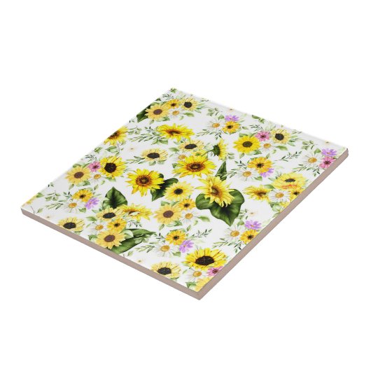 水彩ひまわり7 タイル (側面)