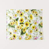 水彩ひまわり7 タペストリー (正面(横))