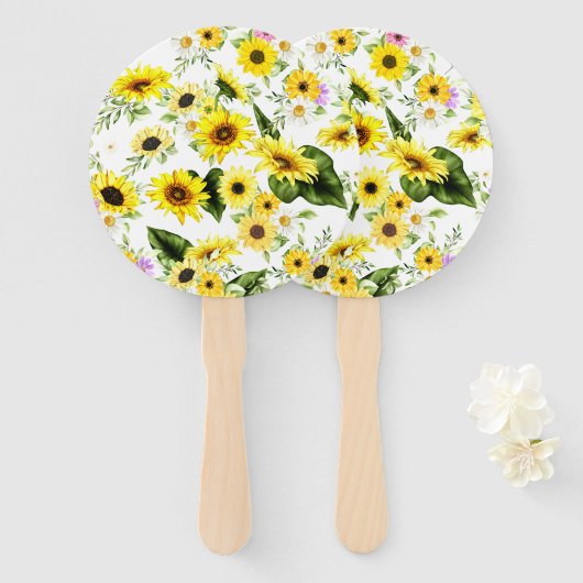 水彩ひまわり7 ハンドファン (正面&裏面)