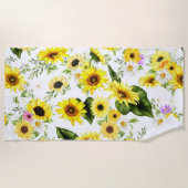 水彩ひまわり7 ビーチタオル (正面)