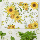 水彩ひまわり8 キッチンタオル (折り畳み)