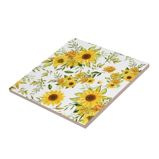 水彩ひまわり8 タイル (側面)