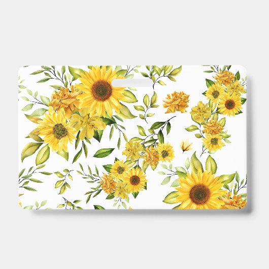 水彩ひまわり8 バッジ (正面)