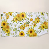 水彩ひまわり8 ビーチタオル (正面)