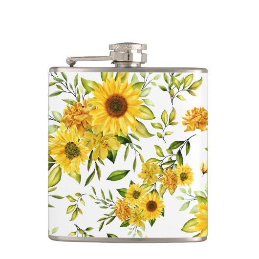 水彩ひまわり8 フラスク (正面)