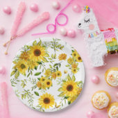 水彩ひまわり8 ペーパープレート (パーティー)
