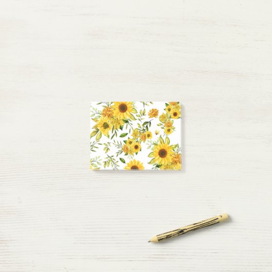 水彩ひまわり8 ポストイット (デスク上)