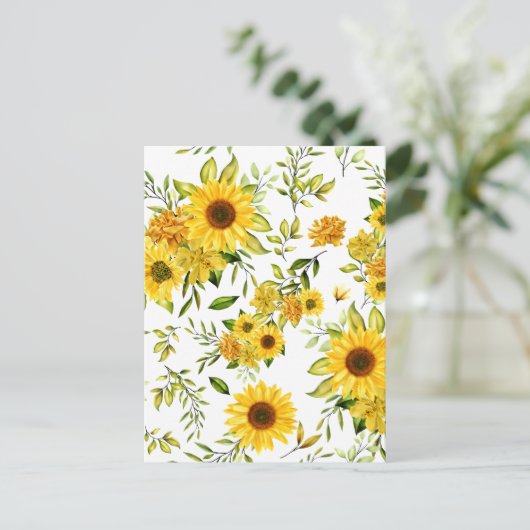 水彩ひまわり8 ポストカード (スタンド正面)