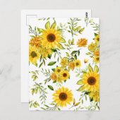 水彩ひまわり8 ポストカード (正面/裏面)