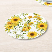 水彩ひまわり8 ラウンドペーパーコースター (アングル)