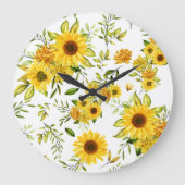 水彩ひまわり8 ラージ壁時計 (正面)