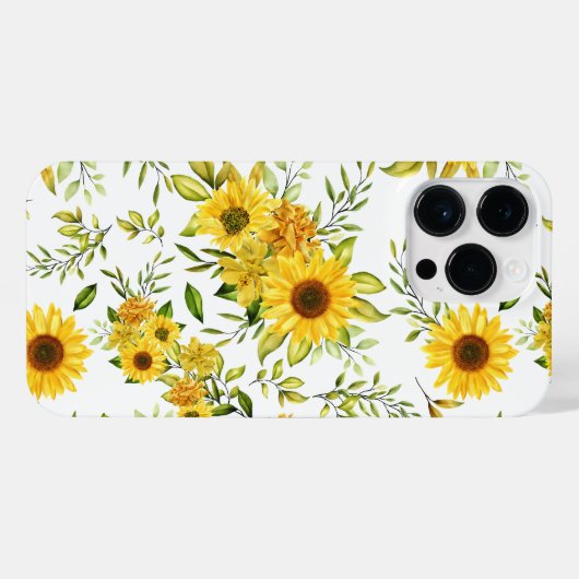 水彩ひまわり8 iPhoneケース (裏面横)