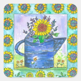 水彩ひまわり スクエアシール