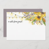 水彩ひまわり&ストリングライトノートカード (正面/裏面)