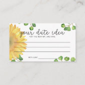 水彩ひまわり デートナイトのアイデア \ デートジャーのカード エンクロージャーカード (正面)