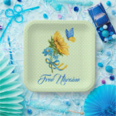 水彩ひまわり&バタフライウクライナサポート ペーパープレート (パーティー)