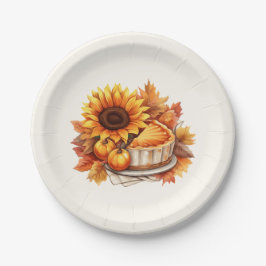 水彩ひまわり&パイ ペーパープレート