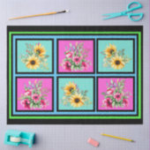 水彩ひまわり&ピンクの花模様デコページ 薄葉紙 (クラフト)