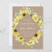 水彩ひまわり フラワーフレーム ラスティック ウェディング 招待状 (正面)