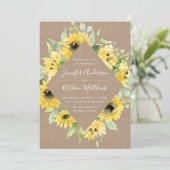 水彩ひまわり フラワーフレーム ラスティック ウェディング 招待状 (スタンド正面)