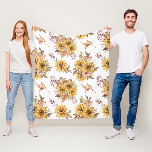 水彩ひまわり フリースブランケット (インサイチュ)