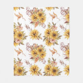 水彩ひまわり フリースブランケット (正面)